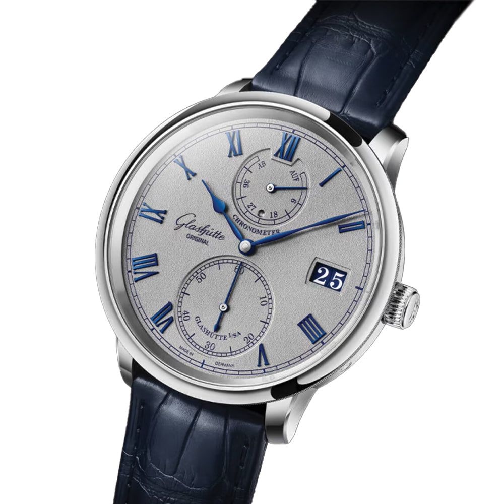Senator Chronometer Manual Winding White Gold 42mm - Silver on Leather Strap