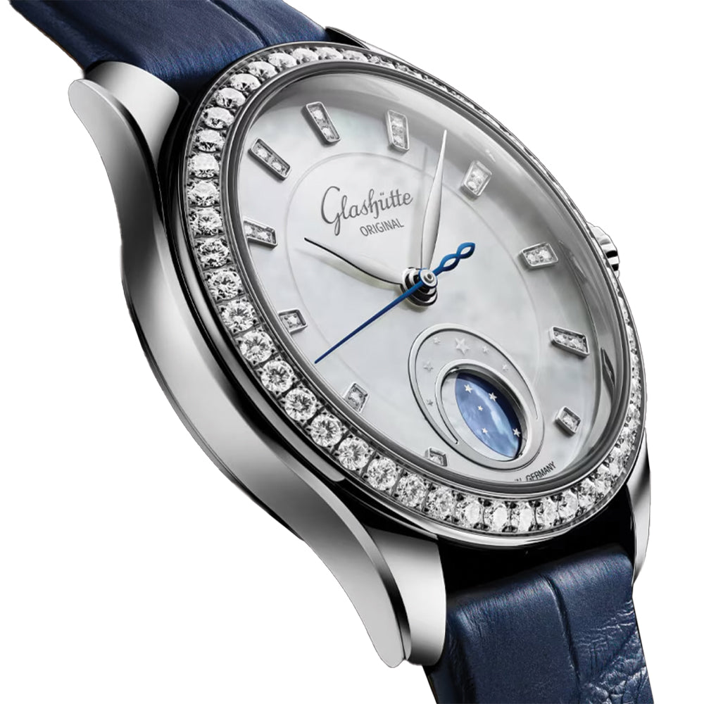 Serenade Luna Diamond Automatic 32.5mm - White, Mother-of-Pearl on Leather Strap