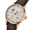 Senator Excellence Panorama Date Moon Phase Automatic Red Gold 40mm - Silver on Leather Strap