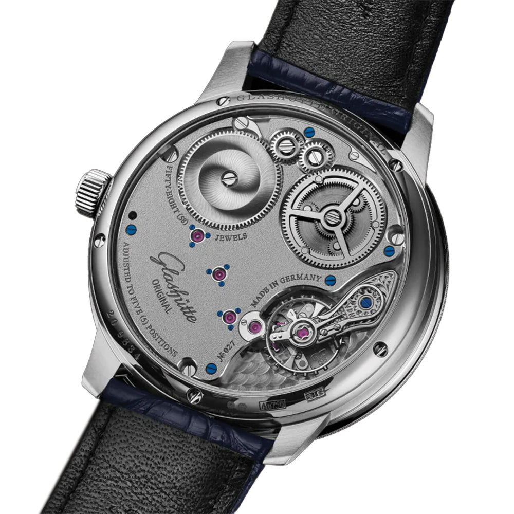 Senator Chronometer Manual Winding White Gold 42mm - Silver on Leather Strap