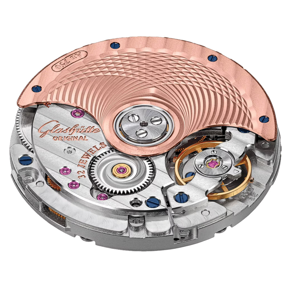 Serenade Luna Automatic Diamond Red Gold 32.5mm - Green on Leather Strap