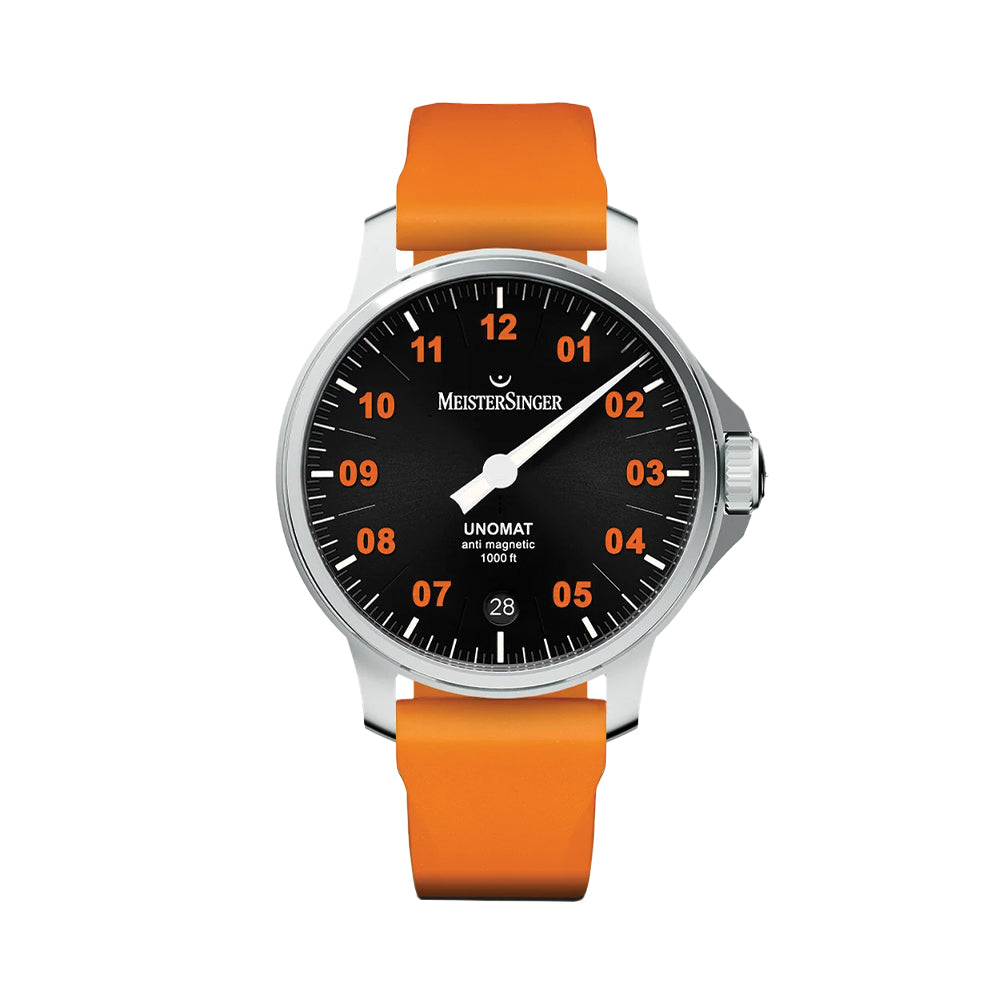Unomat Automatic 43mm - Black on Orange Rubber Strap