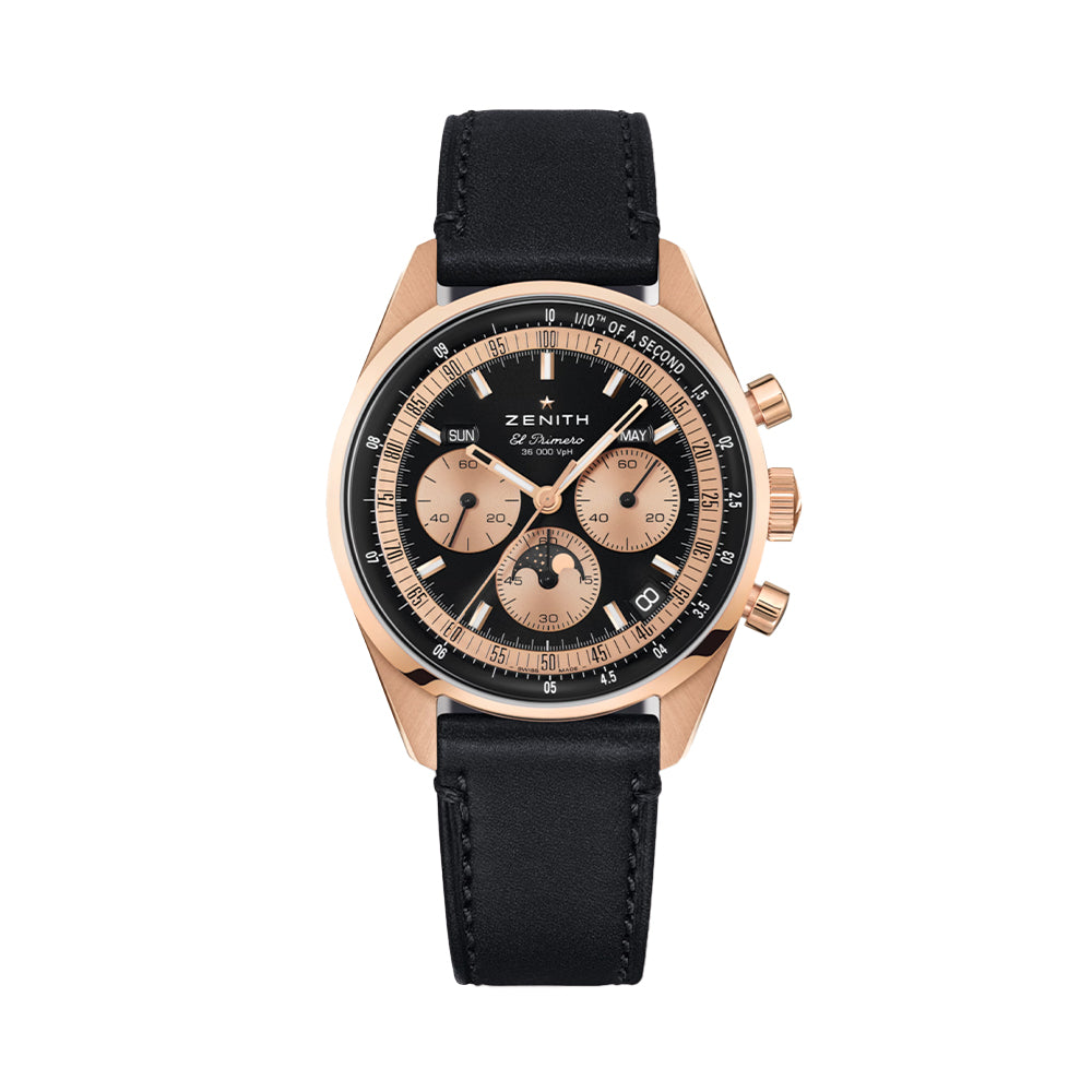 Chronomaster Original Triple Calendar Rose Gold 38mm - Black on Leather Strap