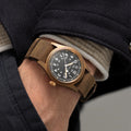 Khaki Field Mechanical Bronze 38mm - Black on One-Piece Leather Strap