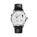 PanoMaticLunar 40mm - Silver on Leather Strap