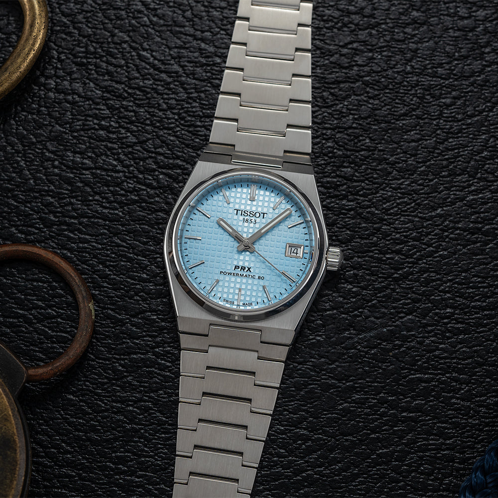 PRX "Glacier" Automatic Powermatic 80 35mm - Ice Blue on Bracelet
