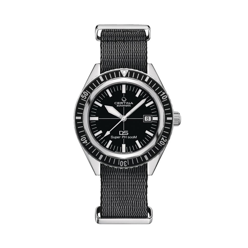 DS Super PH500M 43mm - Black on One-Piece Nylon Strap