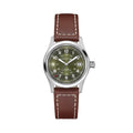 Khaki Field Auto Date 38mm - Green on Leather Strap
