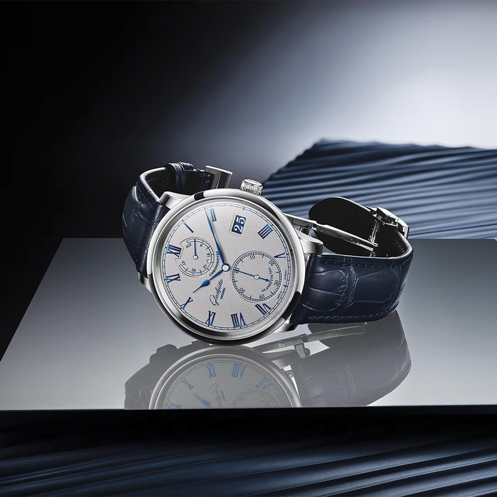 Senator Chronometer Manual Winding White Gold 42mm - Silver on Leather Strap