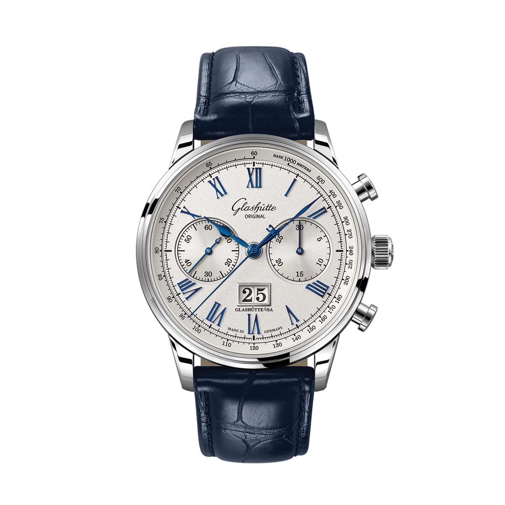 Senator Chronograph 41mm - Galvanic Silver on Leather Strap