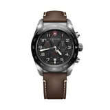 Swiss Army Chrono Quartz 42mm - Black on Brown Leather Strap