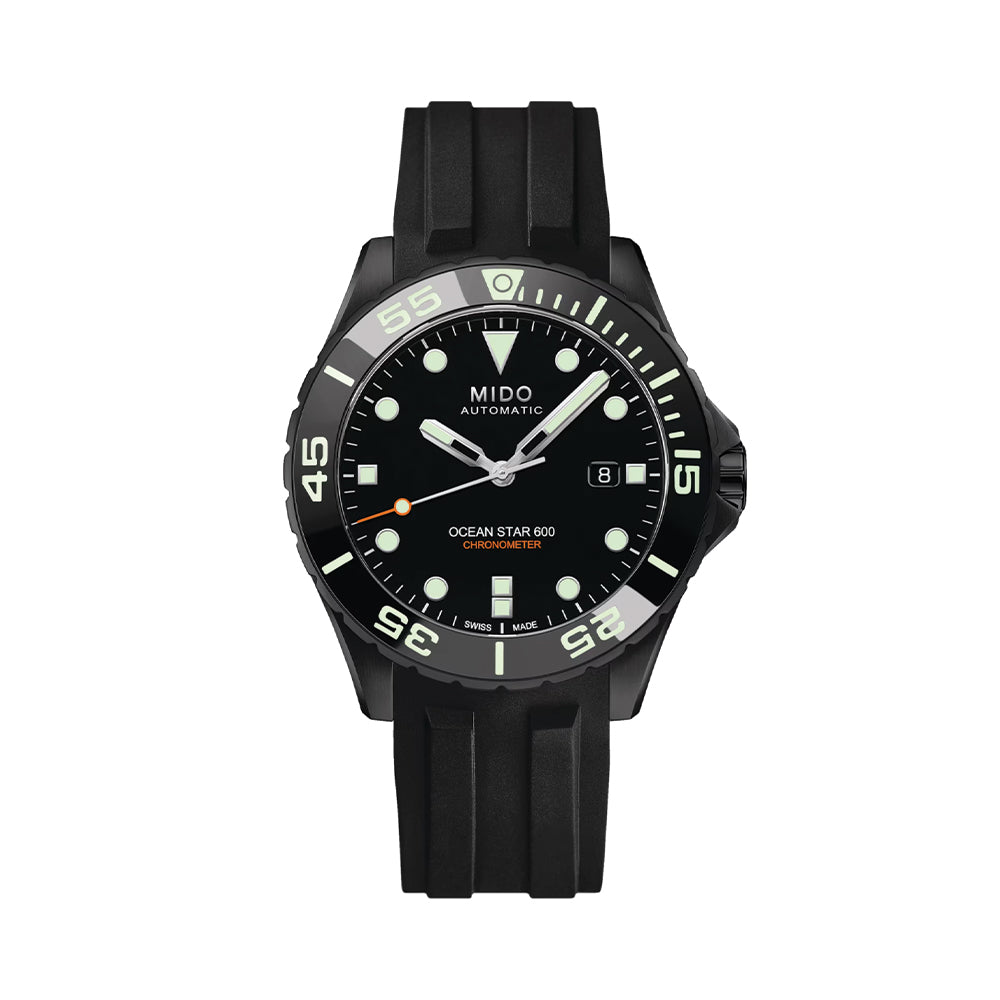 Ocean Star 600 Chronometer DLC - Black on Bracelet w/ Additional Rubber Strap