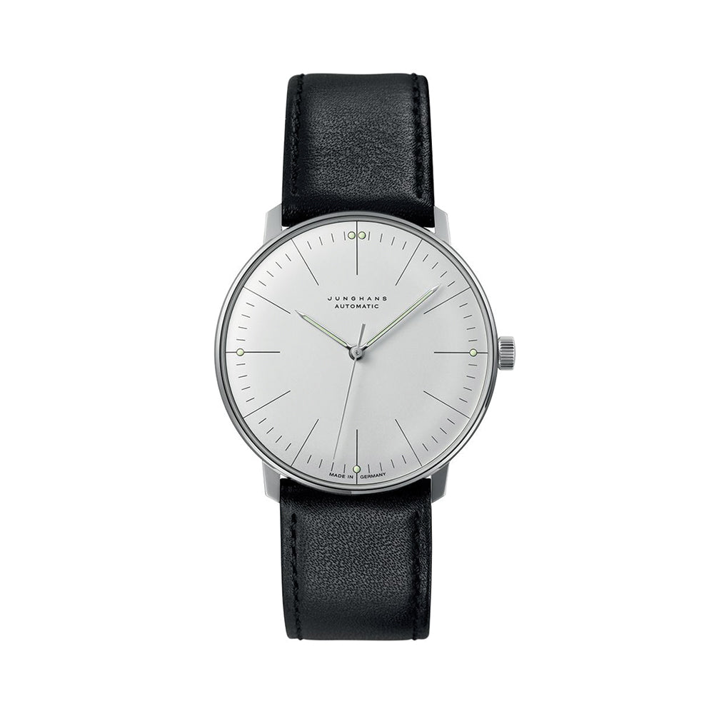Max Bill Automatic Sapphire Crystal 38mm - White on Leather Strap