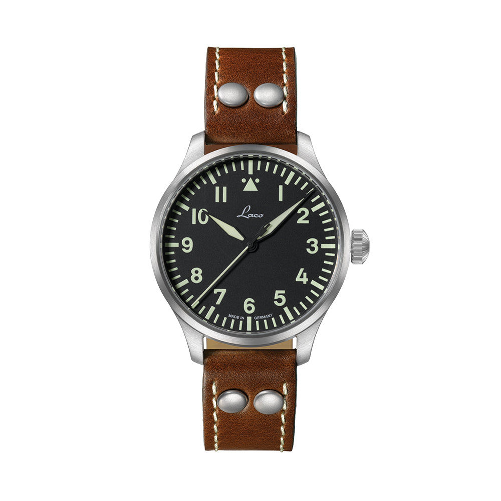 Pilot Watch Basic Augsburg 39mm - Black on Leather Strap