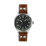 Pilot Watch Basic Augsburg 39mm - Black on Leather Strap