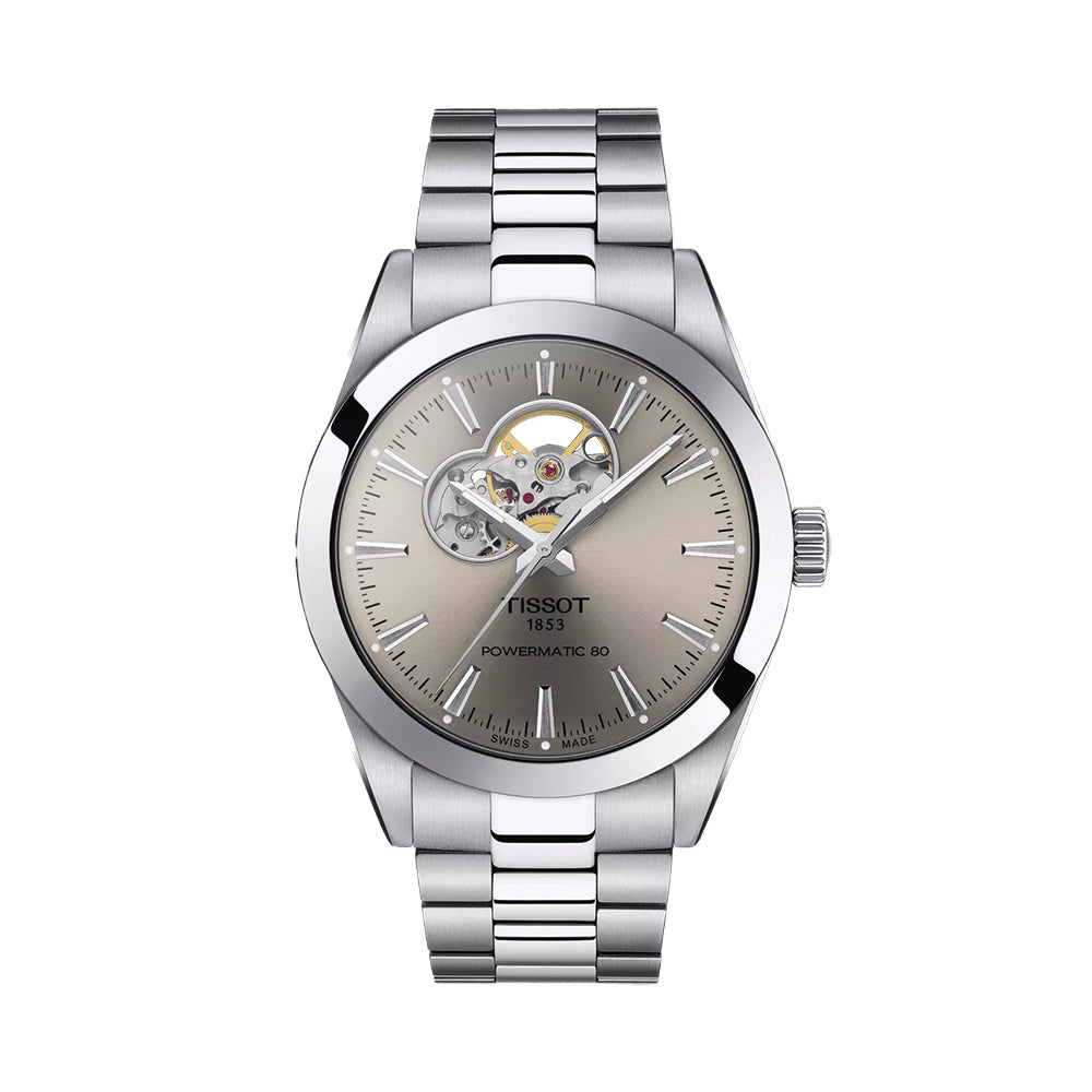 Gentleman Powermatic 80 Open Heart 40mm - Silver on Bracelet