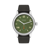 Club Campus Glass Back 36mm - Olive on Leather Strap