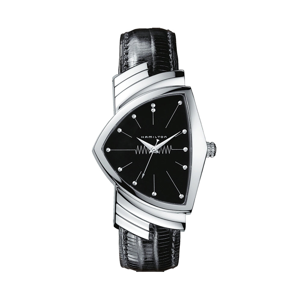 Ventura Quartz 32mm x 50mm - Black on Leather Strap