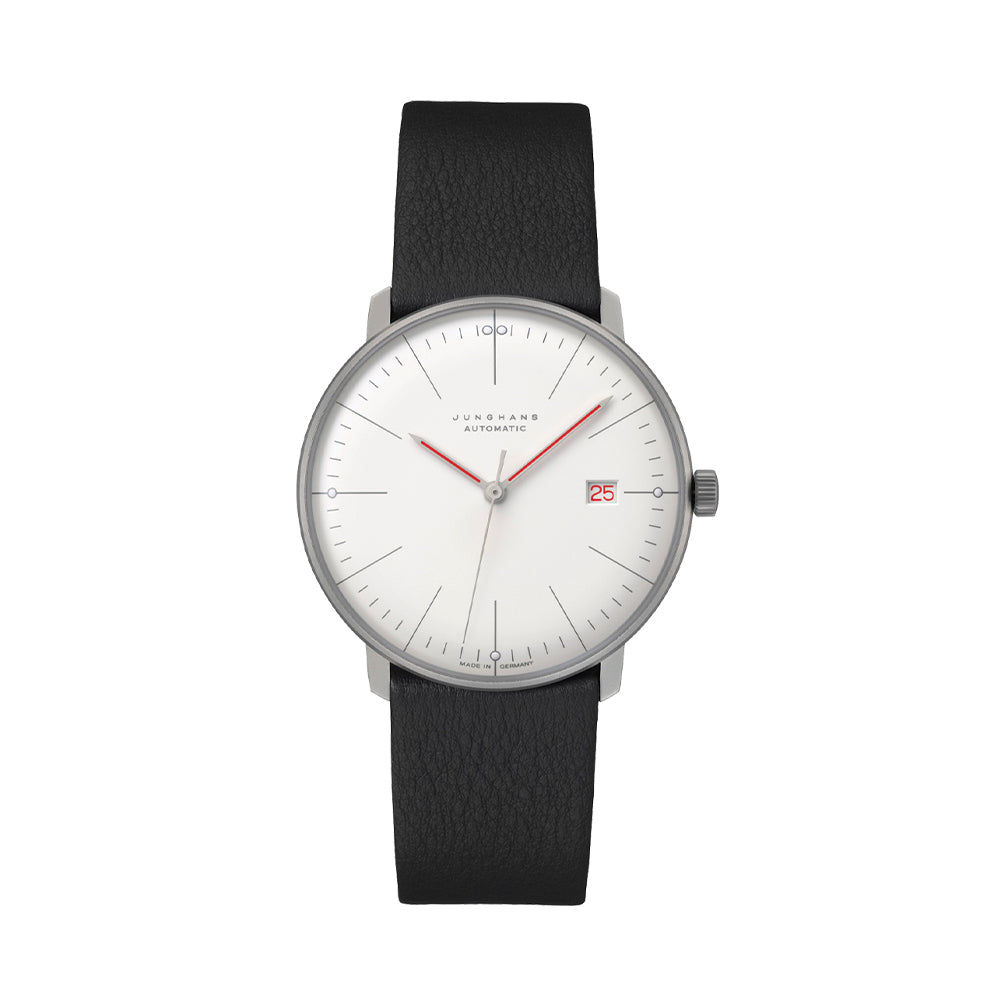 Max Bill Automatic Bauhaus 38mm - White on Leather Strap