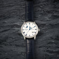 Senator Excellence Panorama Date Moon Phase 40mm - Silver on Leather Strap