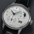 PanoMaticLunar 40mm - Silver on Leather Strap