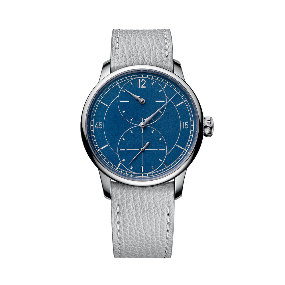 Le Régulateur Gravé Bleu 39mm - Blue on Leather Strap