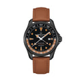 DS Action GMT Powermatic 80 43mm - Black and Orange on Leather Strap