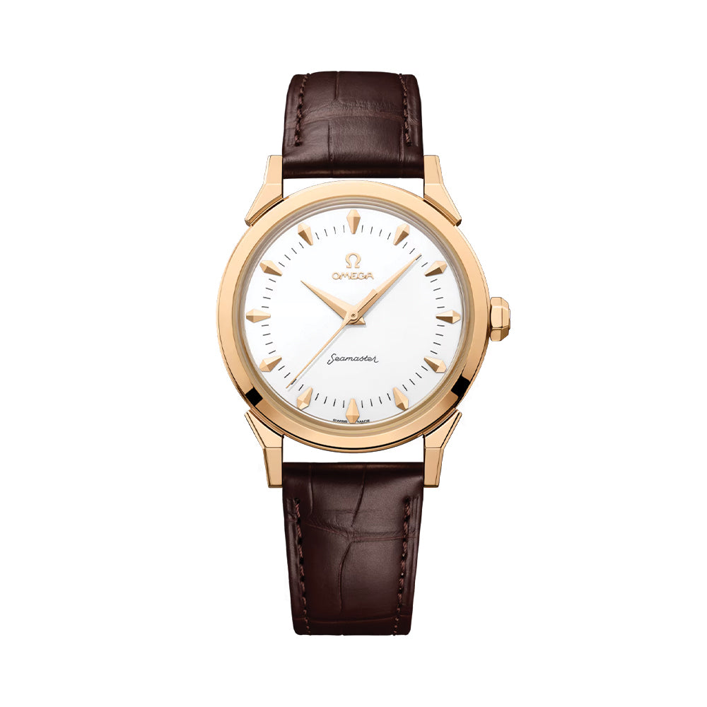 Seamaster Heritage Milano Cortina 2026 Moonshine‚Ñ¢ Gold 37mm - White on Leather Strap