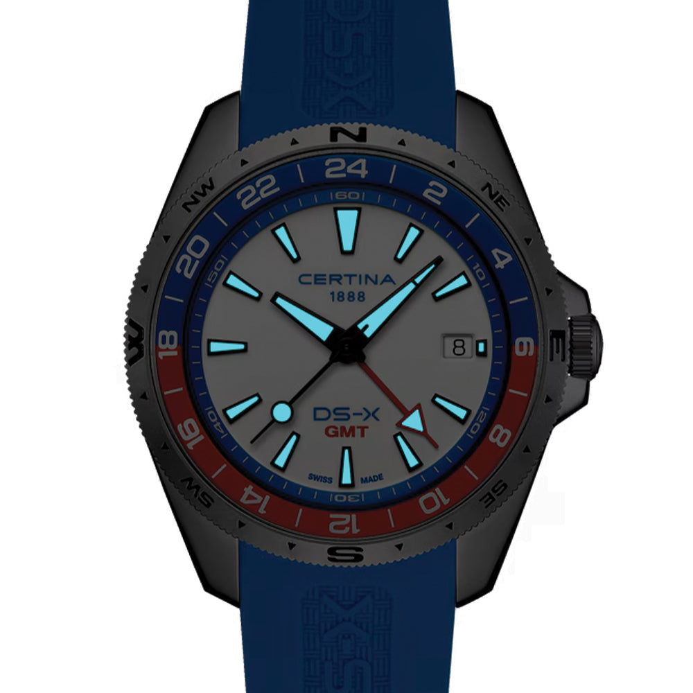 DS-X “New DS Concept Extreme Shock Resistance” GMT Quartz 41mm - White on Rubber Strap