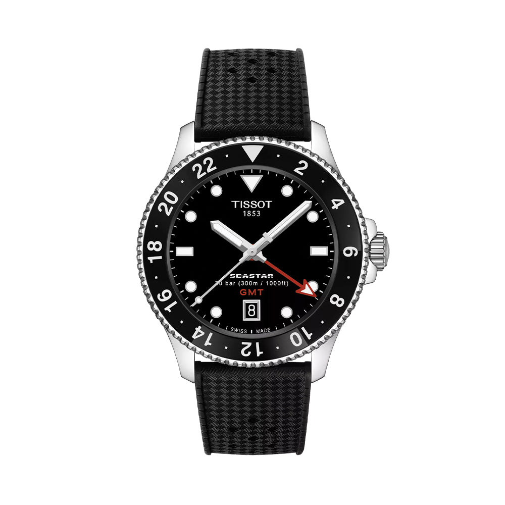 Seastar 1000 GMT Quartz 40mm - Black on Rubber Strap