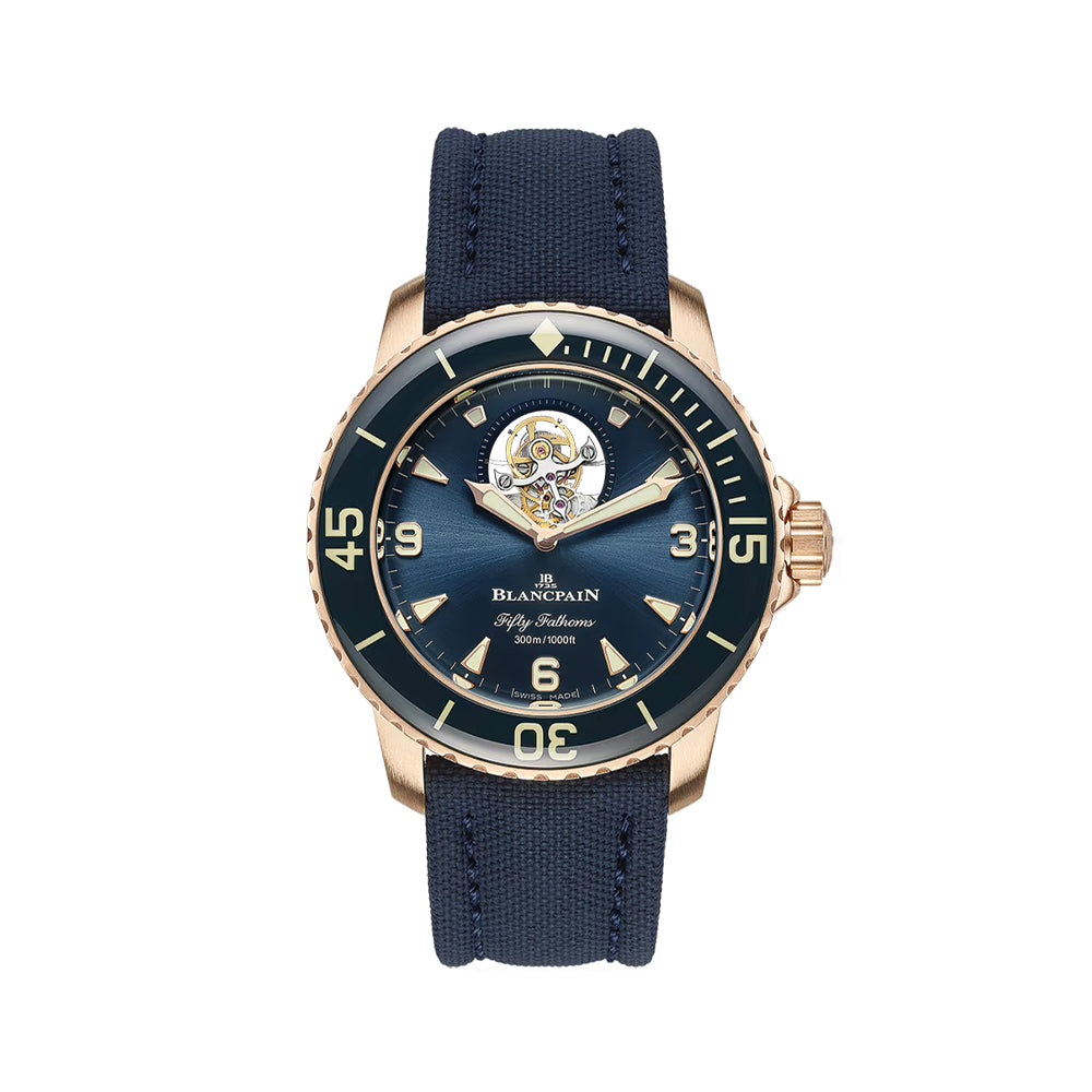 Fifty Fathoms Tourbillon 8 Days Red Gold 45mm - Blue on Fabric Strap
