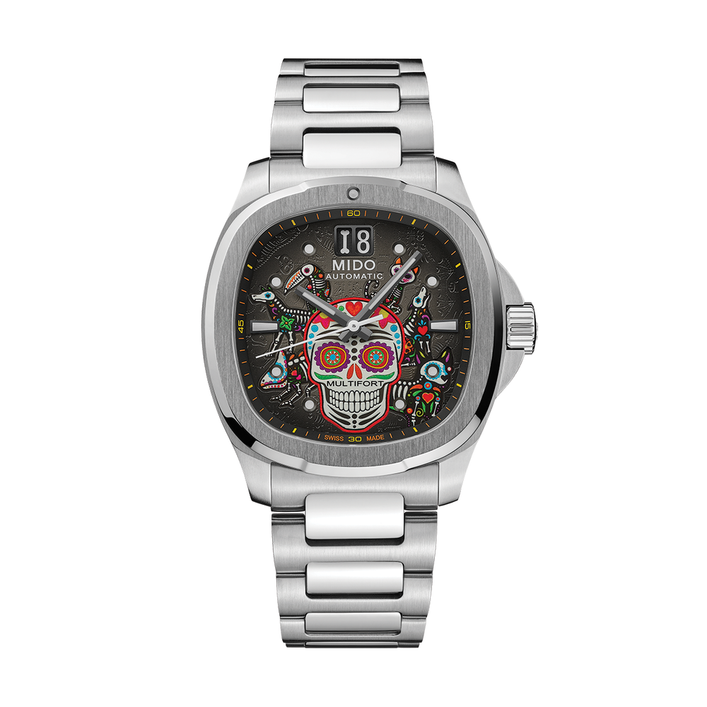 Día de los Muertos TV Big Date 40mm - Grey on Bracelet w/ Two Additional Straps