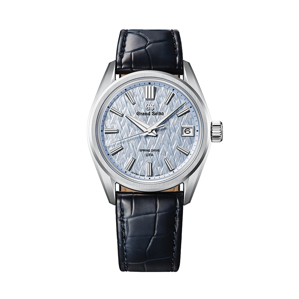 SLGB001 Evolution 9 Spring Drive UFA Platinum 950 37mm - Light Blue on Leather Strap