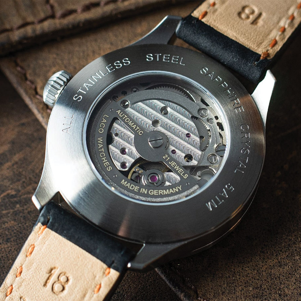 Pilot Watch Basic Palermo Automatic 39mm - Black/Orange on Leather Strap