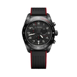 Swiss Army Chrono Quartz 42mm - Black on Black and Red Rubber Strap