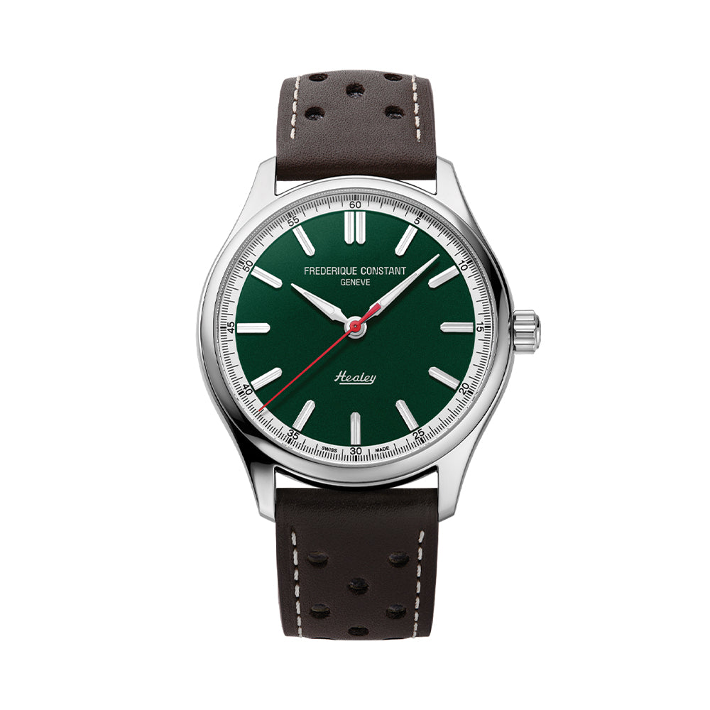 Classic Vintage Rally Healey Automatic 40mm - Green on Leather Strap