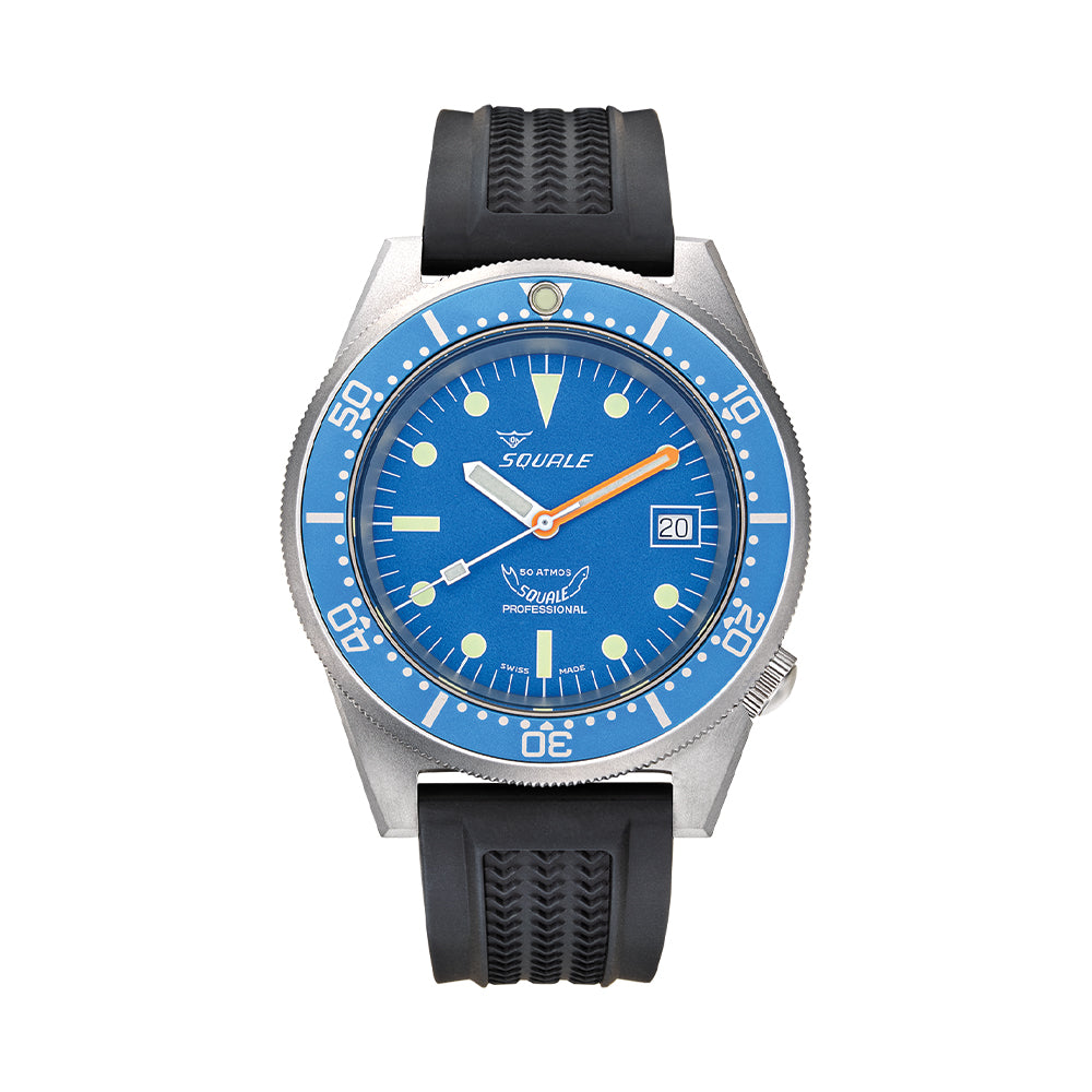 1521 Blue Blasted 42mm - Blue on Rubber Strap