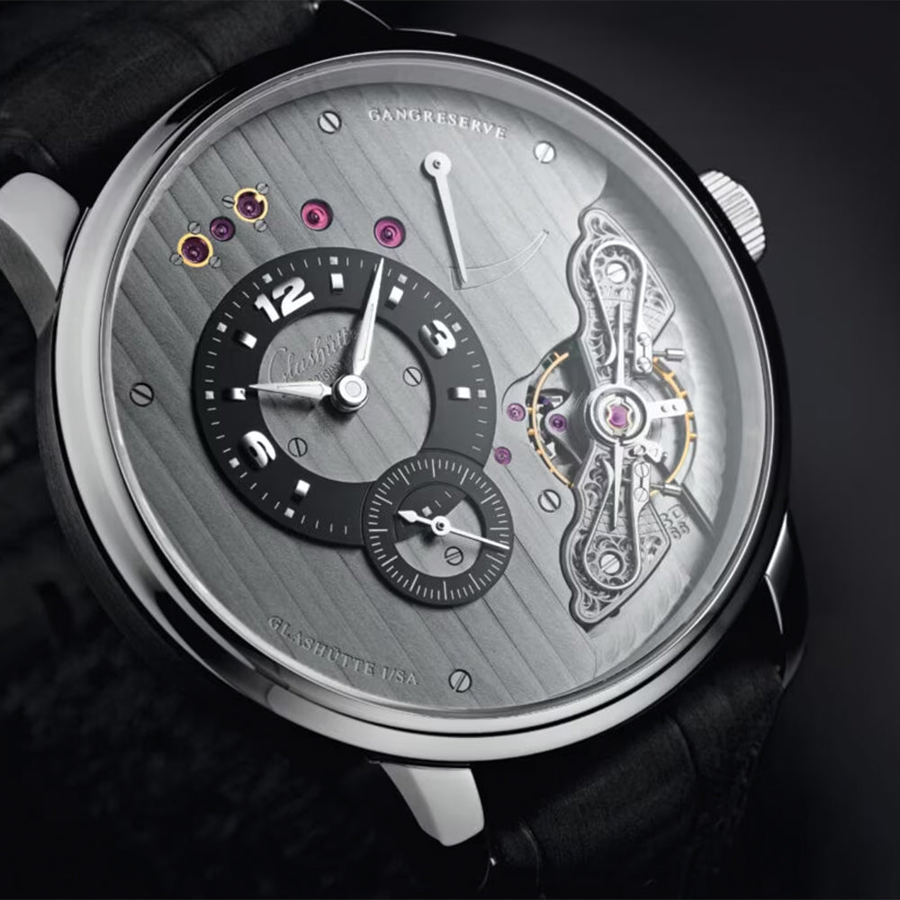 PanoInverse 42mm - Galvanized Black on Leather Strap