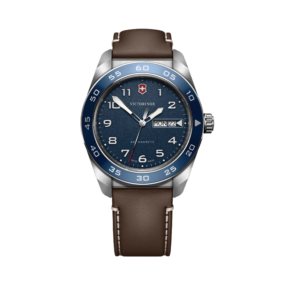 Swiss Army Quartz 42mm - Blue on Brown Leather Strap