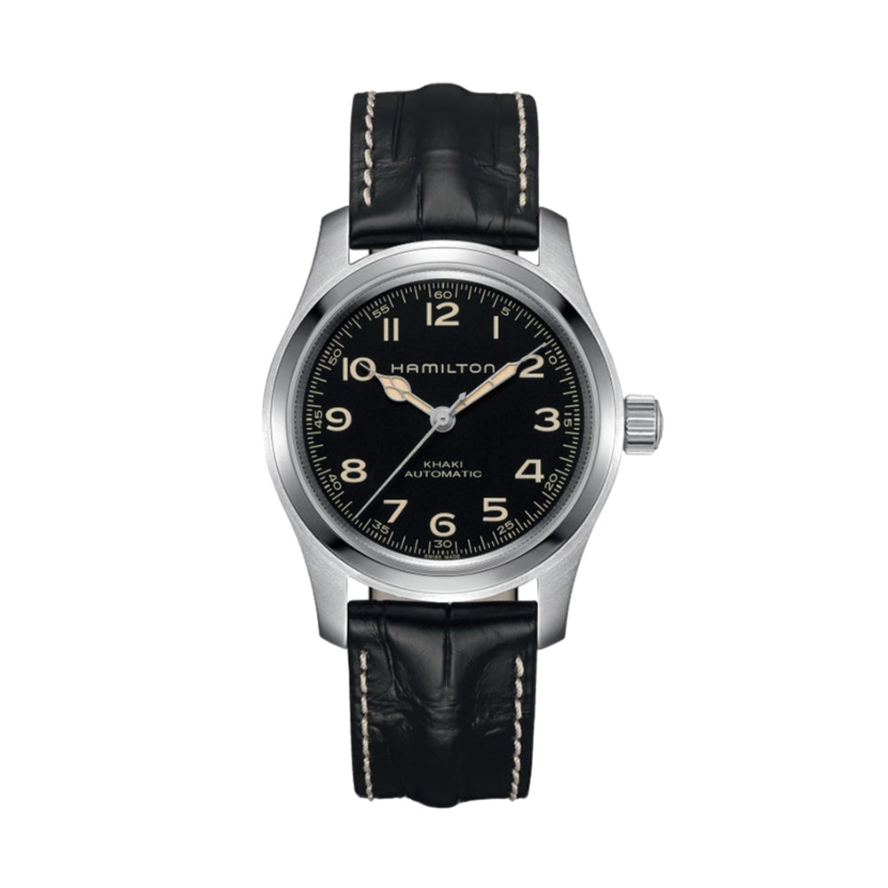 Khaki Field Murph 42mm - Black on Leather Strap with Standard Packaging