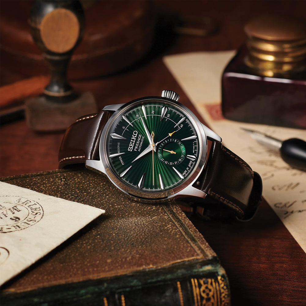 SSA459 Presage Cocktail Time Automatic 40.5mm - Green on Leather Strap