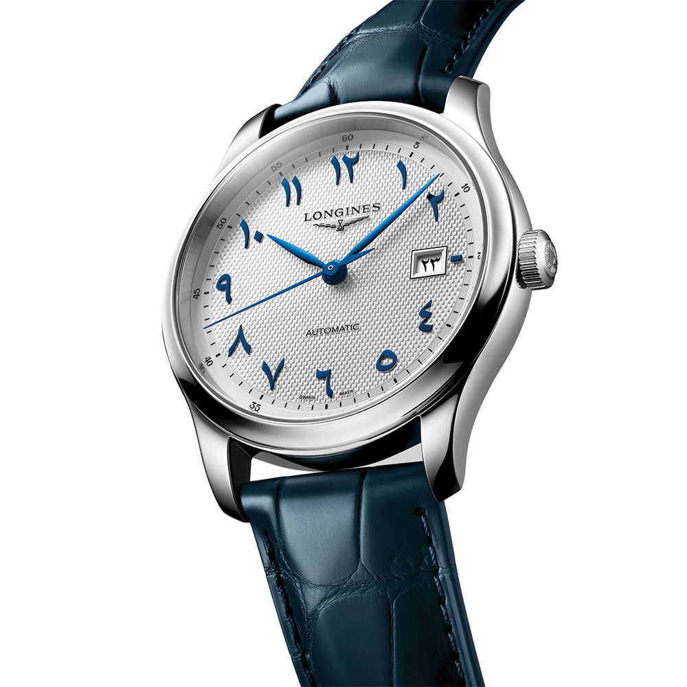 Master 41mm - Silver, Eastern Arabic Numerals on Leather Strap