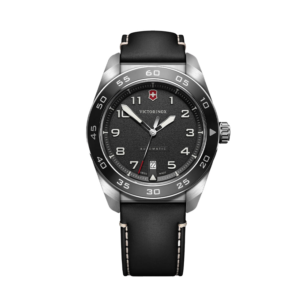 Swiss Army Automatic 42mm - Black on Black Leather Strap