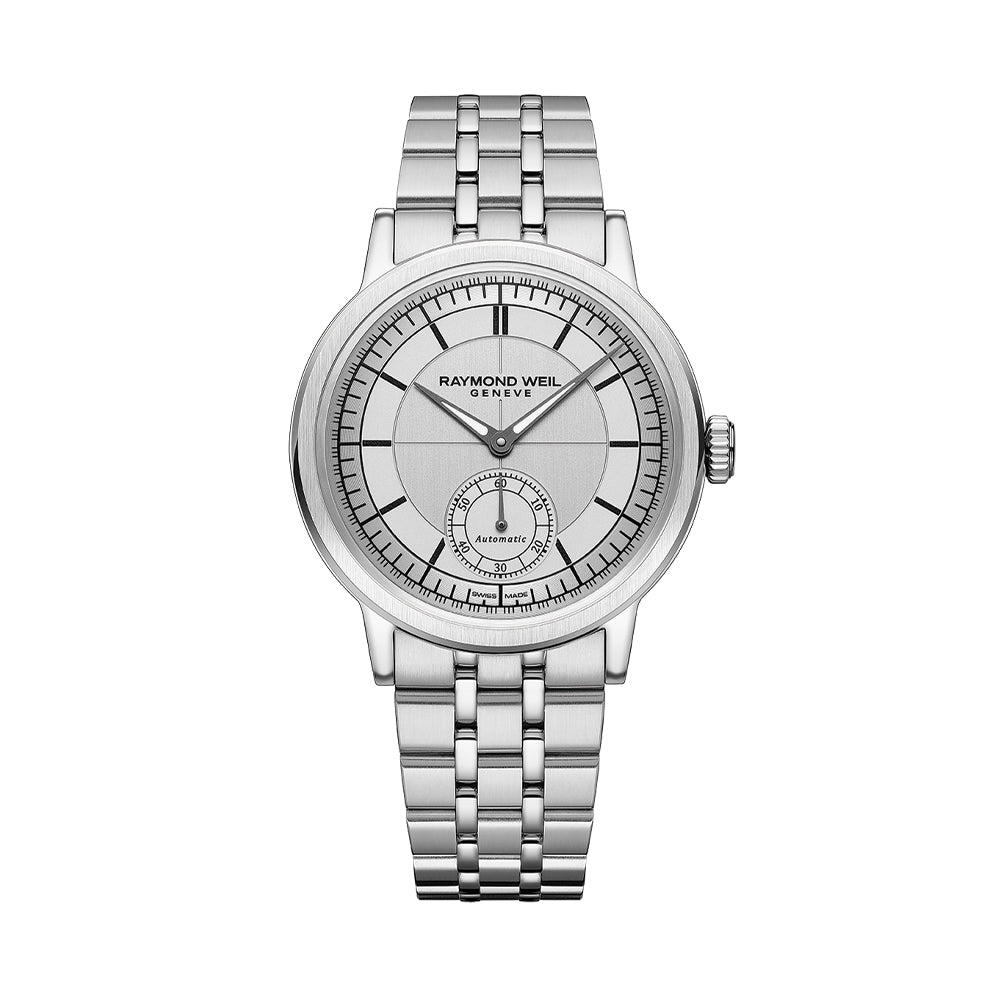 Millesime Men's Automatic Small Seconds Sector Dial 39.5mm - Silver on Bracelet