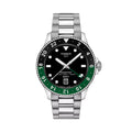Seastar 1000 GMT Quartz 40mm - Black w/ Green/Black Bezel on Bracelet