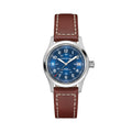Khaki Field Auto Date 38mm - Blue on Leather Strap