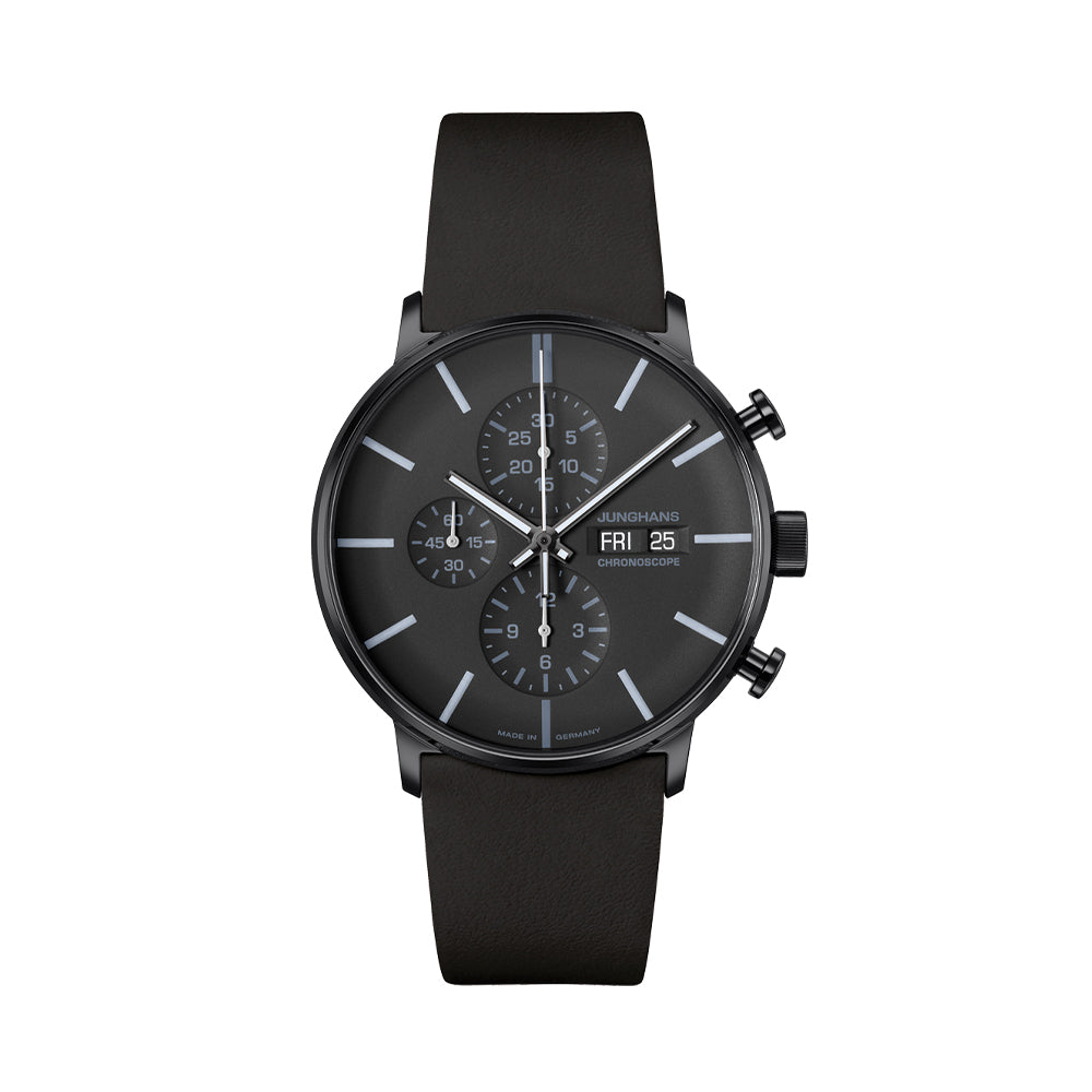 FORM A Chronoscope Date English 42mm - Black on Leather Strap