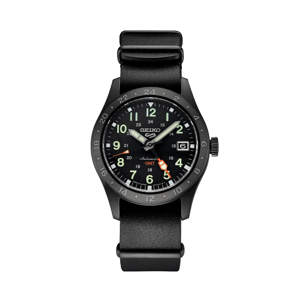 SSK025 5 Sports Field GMT 39.4mm - Black on Leather Strap