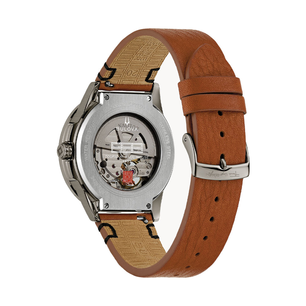 Frank Lloyd Wright Kalil House Automatic 39mm - Black on Leather Strap