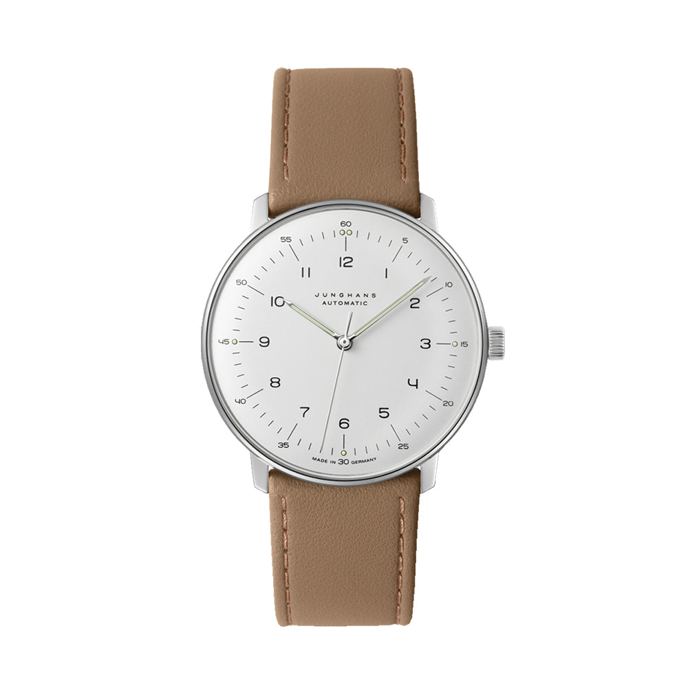 Max Bill Automatic 38mm - White on Leather Strap